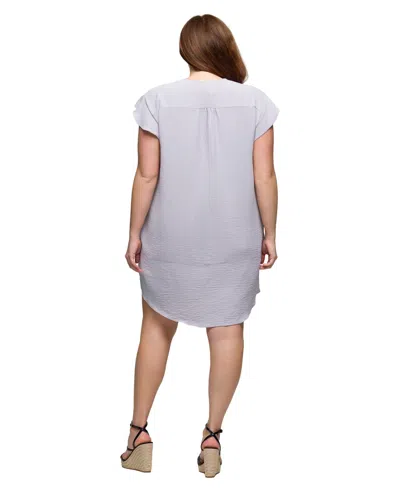 24seven Comfort Apparel Women's V Neck Cap Sleeve Knee Length Pocket Dress In Gray