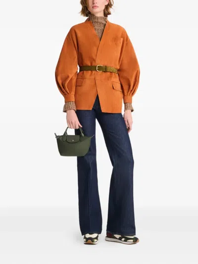 Longchamp Le Pilage Xtra Green Handbag With Adjustable And Removable Shoulder Strap And Embossed Logo On The F