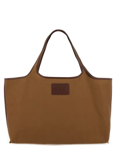 Apc A.p.c. Beige Cotton Handbags In Brown