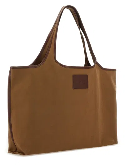 Apc A.p.c. Beige Cotton Handbags In Brown