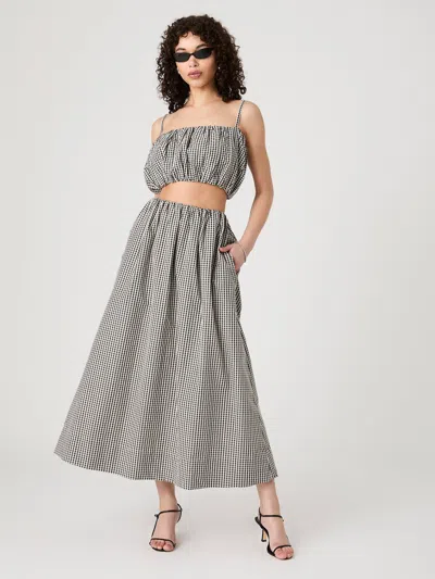 French Connection Womens Gingham Crop Top Gingham Ruched Waist Midi Skirt In Multi