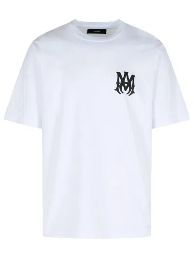 Amiri White Crewneck T-shirt With Logo Print On The Front And Logo Lettering On The Rear In Cotton Man