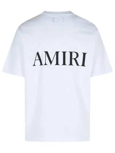 Amiri White Crewneck T-shirt With Logo Print On The Front And Logo Lettering On The Rear In Cotton Man