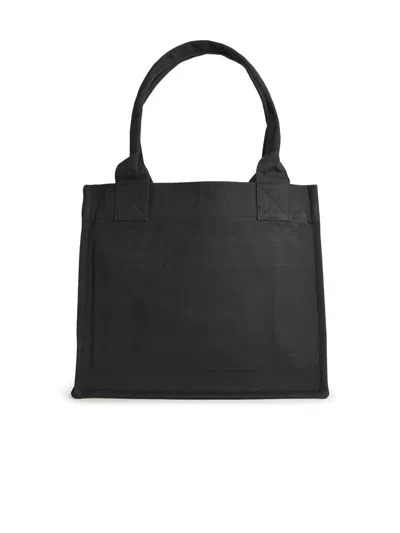Ganni Large Banana Print Bag In Black Cotton Women