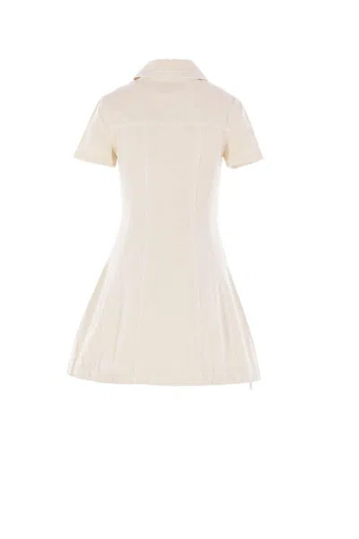 Self-portrait Structured Beige Dress With Classic Collar And Flap Pockets In Neutral