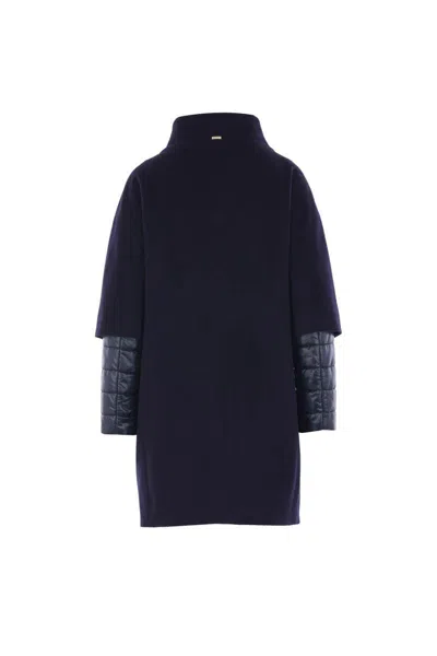 Herno Layered-sleeved Zip-up Down Coat In Blue