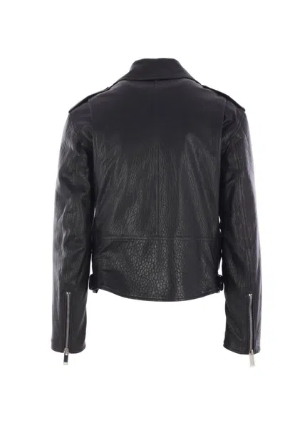 Alexander Mcqueen Leather Jacket With Belted Waist And Epaulettes In Black