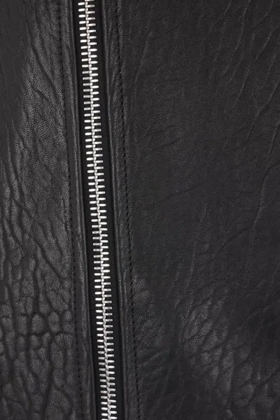 Alexander Mcqueen Leather Jacket With Belted Waist And Epaulettes In Black