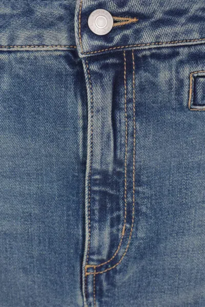 Alexander Mcqueen Denim Midi Skirt In Blue