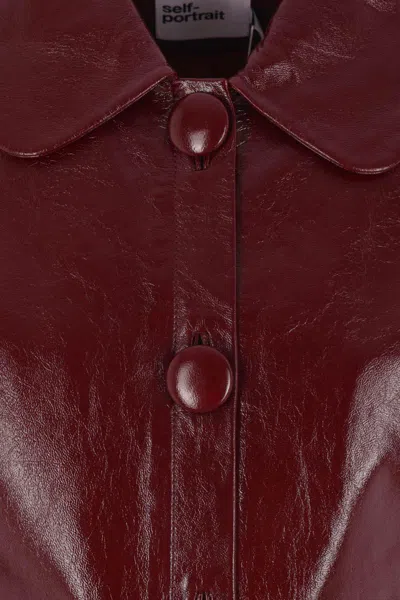 Self-portrait Womens Peter Pan Collar Boxy-fit Faux-leather Jacket Burgundy