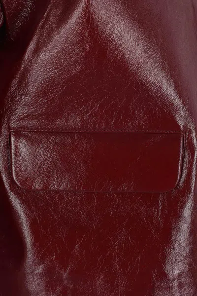 Self-portrait Womens Peter Pan Collar Boxy-fit Faux-leather Jacket Burgundy