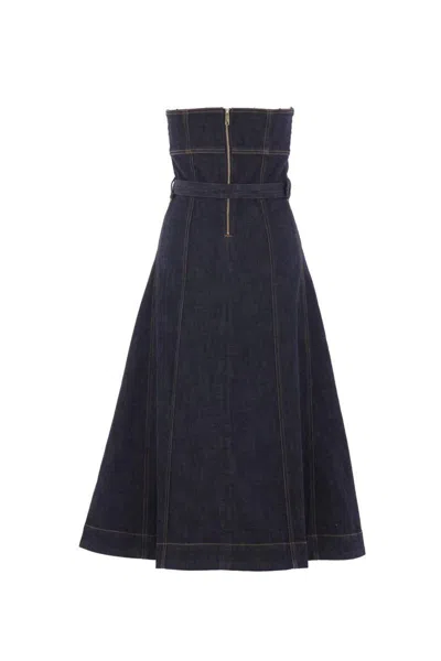 Self-portrait Indigo Denim Bandeau Midi Dress Dresses Blue In Black