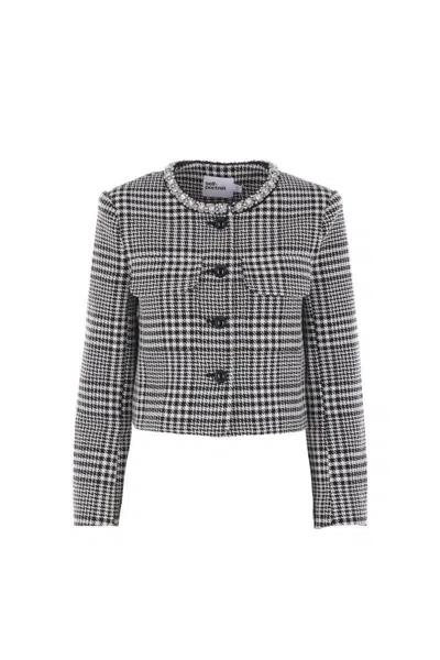 Self-portrait Wool Houndstooth Tailored Jacket Jackets Multicolor In Gray