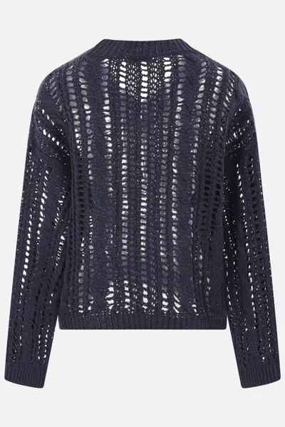 Brunello Cucinelli Open-knit Sweater In Gray