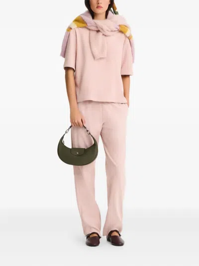 Longchamp Shoulder Bag With Adjustable Strap And Curved Shape In Brown