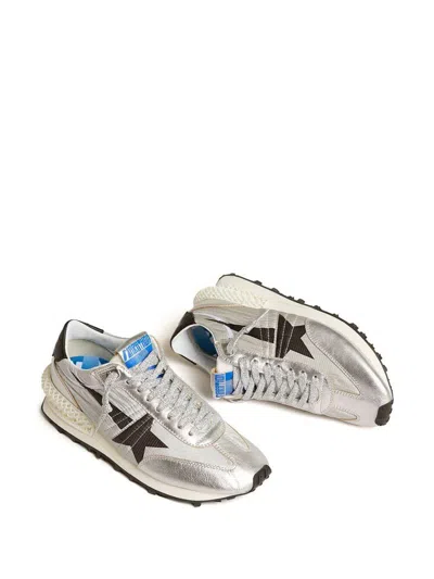 Golden Goose Marathon Nylon Sneakers With Silver Ripstop And Black Star Shoes