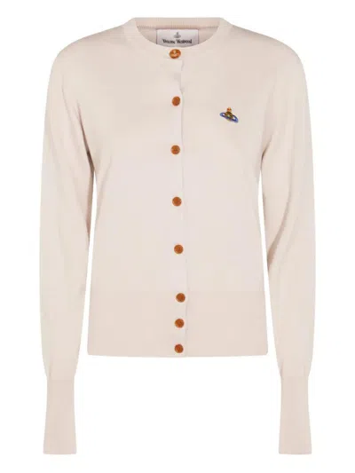 Vivienne Westwood Off-white Bea Ribbed-knit Cardigan In Neutral