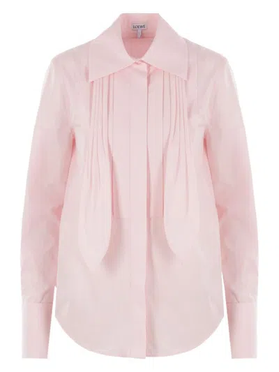 Loewe Light Pink Front Pleated Shirt In Neutral