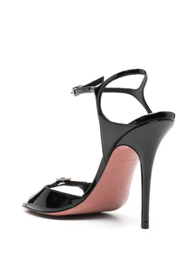 Amina Muaddi Adut Crystal-embellished Buckled Patent-leather Sandals In Black