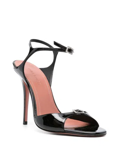 Amina Muaddi Adut Crystal-embellished Buckled Patent-leather Sandals In Black