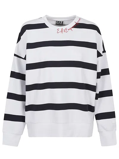Ea7 Emporio Armani Cotton Crewneck Sweatshirt In White