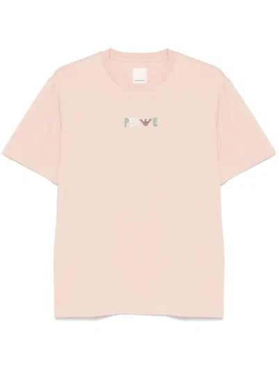 Emporio Armani Printed Organic Cotton T-shirt In Pink