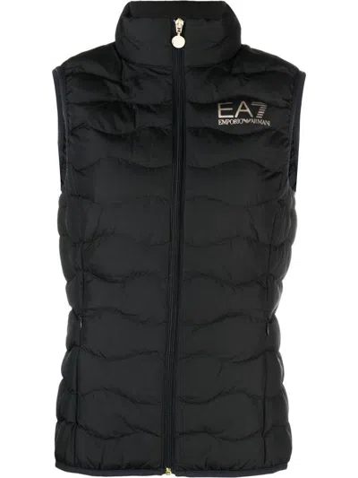 Ea7 Emporio Armani Insulated Vest With Logo In Black