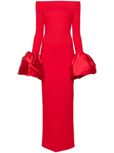 Solace London Talia Off-the-shoulder Faille-trimmed Crepe Gown