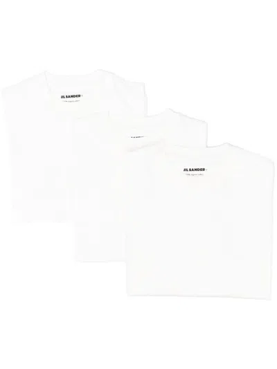 Jil Sander White Logo Pack Of 3 Organic Cotton T-shirt In White