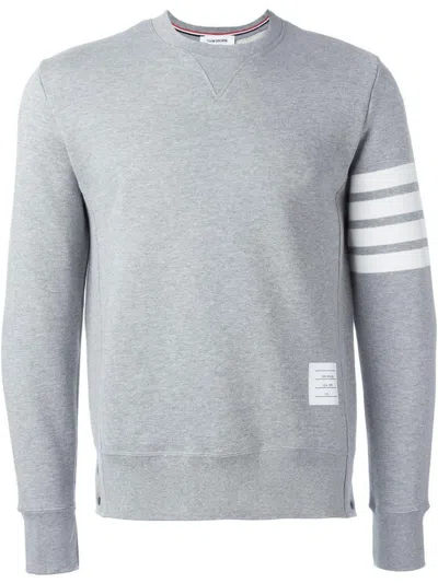Thom Browne Loopback Jersey Knit 4-bar Crewneck Sweatshirt In Gray