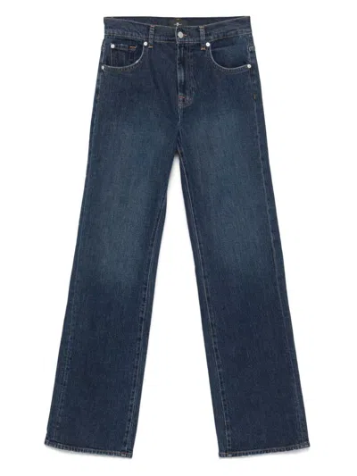 7 For All Mankind High Waist Denim Trousers In Blue