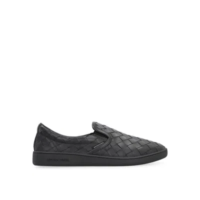 Bottega Veneta Black Calf Leather Sawyer Slip On Sneaker In Black