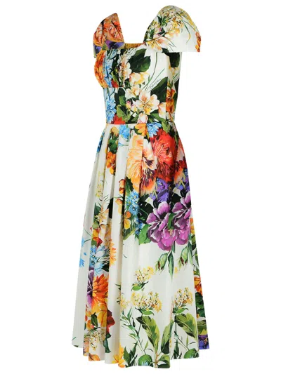 Dolce & Gabbana Flower Bouquet-print Poplin Dress In Multi
