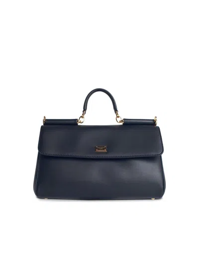 Dolce & Gabbana 'my Sicily' Plongé Calf Leather Handbag In Black
