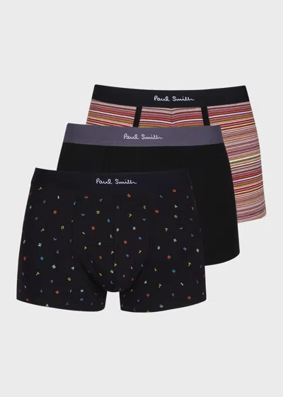 Paul Smith 'signature Stripe' Mix Boxer Briefs Three Pack Multicolour In Blue