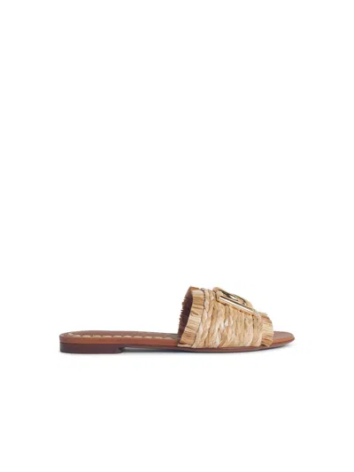 Dolce & Gabbana Rafia Braided Slipper In Brown