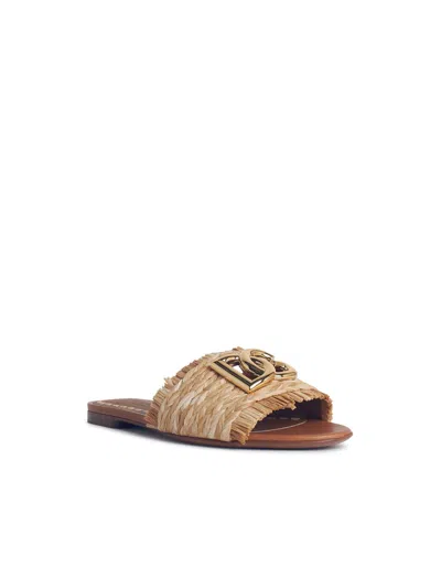 Dolce & Gabbana Rafia Braided Slipper In Brown