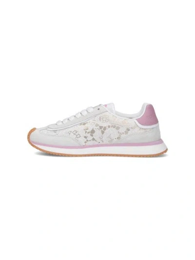 Dolce & Gabbana Dg Cushion Sneakers In Lace And Fabric In Multi