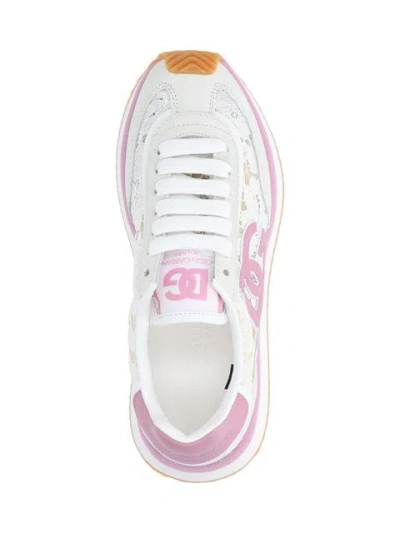 Dolce & Gabbana Dg Cushion Sneakers In Lace And Fabric In Multi