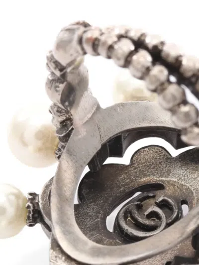 Pre-owned Gucci 2010s Embellished Ring In Silver