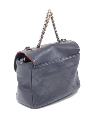 Pre-owned Chanel 2018 Quilted Leather Two-way Handbag In Blue