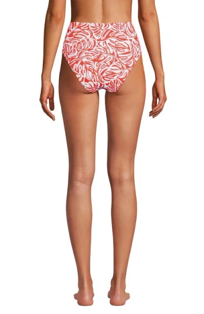 Lands' End Ribbed Smoothing High Waisted Bikini Bottoms In Multi