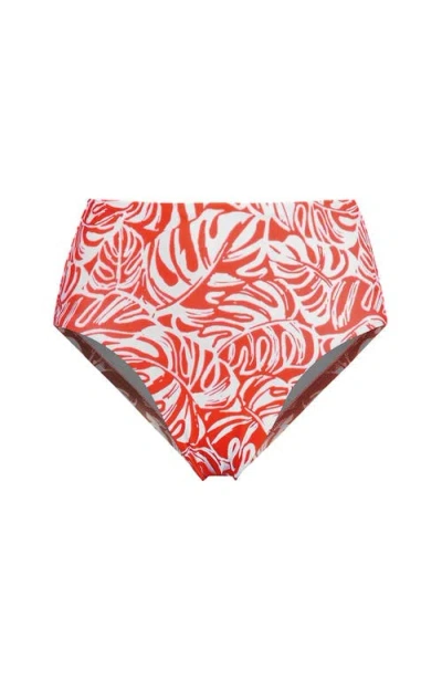 Lands' End Ribbed Smoothing High Waisted Bikini Bottoms In Multi