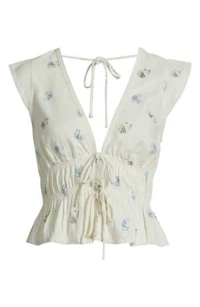 Wayf Clara Tie Front Linen Blend Top