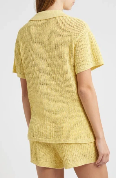 Wayf Sunny Open Stitch Button-up Sweater In Yellow