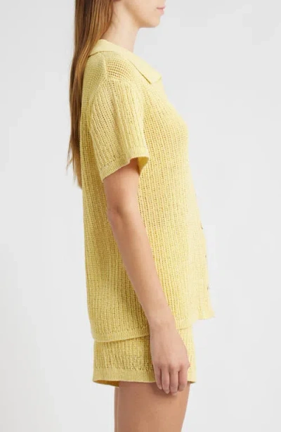Wayf Sunny Open Stitch Button-up Sweater In Yellow