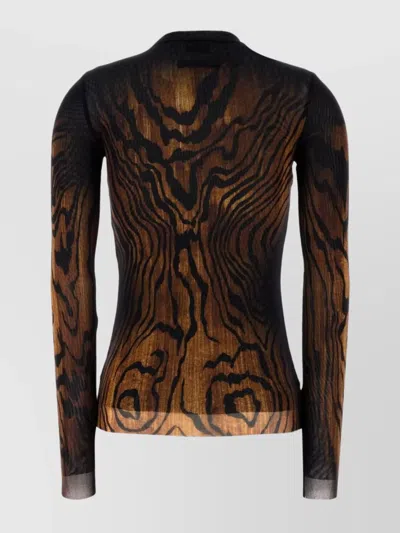 Jean Paul Gaultier Top The Wood In Tulle Stampato Donna In Brown