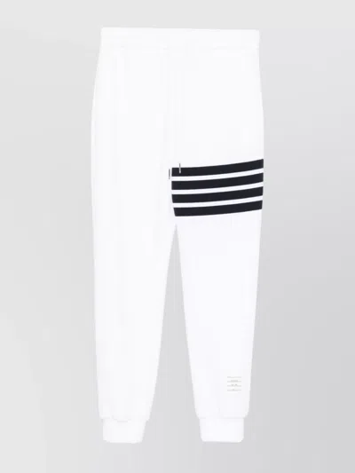 Thom Browne Cotton Sweatpants With Signature Stripe Detail In White