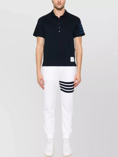 Thom Browne Cotton Sweatpants With Signature Stripe Detail In White