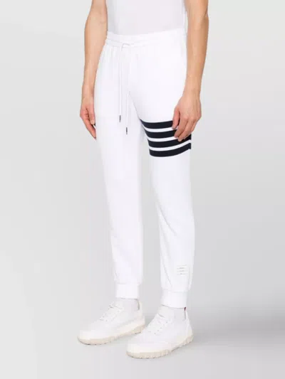 Thom Browne Cotton Sweatpants With Signature Stripe Detail In White